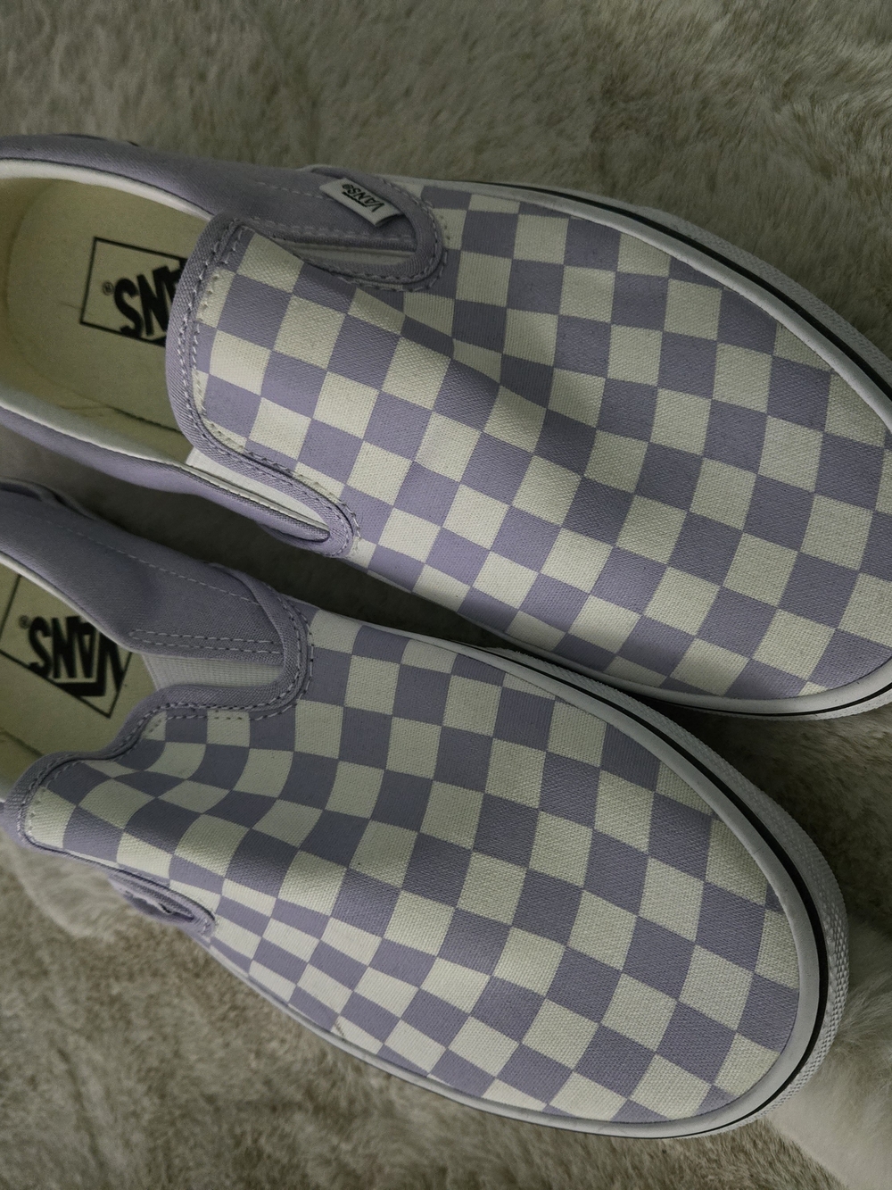 Vans Slip-On Checkerboard Lavender and White Sneakers